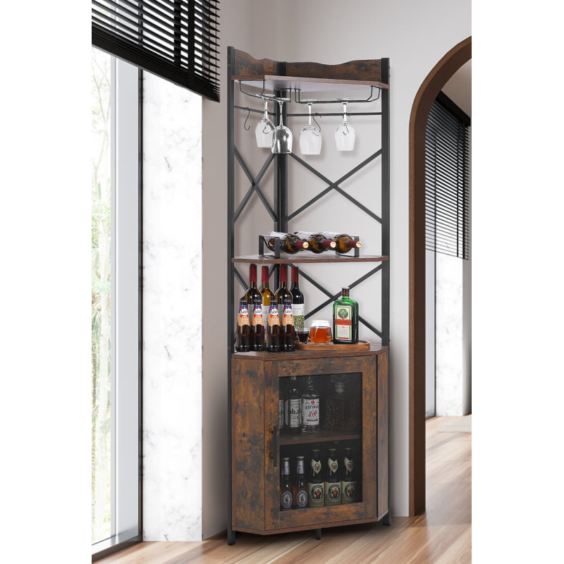 17 Stories Silsbye Corner Unit Wine Bottle & Glass Rack Wayfair
